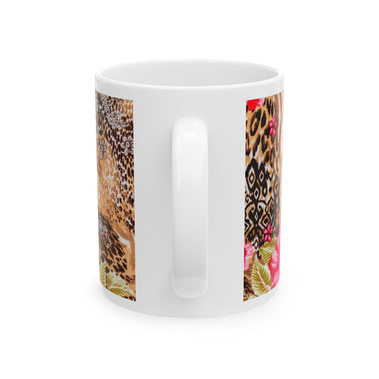 Wild Floral Ceramic Mug - Stylish Coffee Cup for Animal Lovers, Great Gift for Birthdays, Mother's Day, or Home Decor