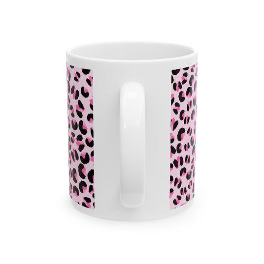 Pink Leopard Print Ceramic Mug - Fun Coffee Cup, Gifts for Her, Animal Print Decor, Office Mug, Cute Kitchenware