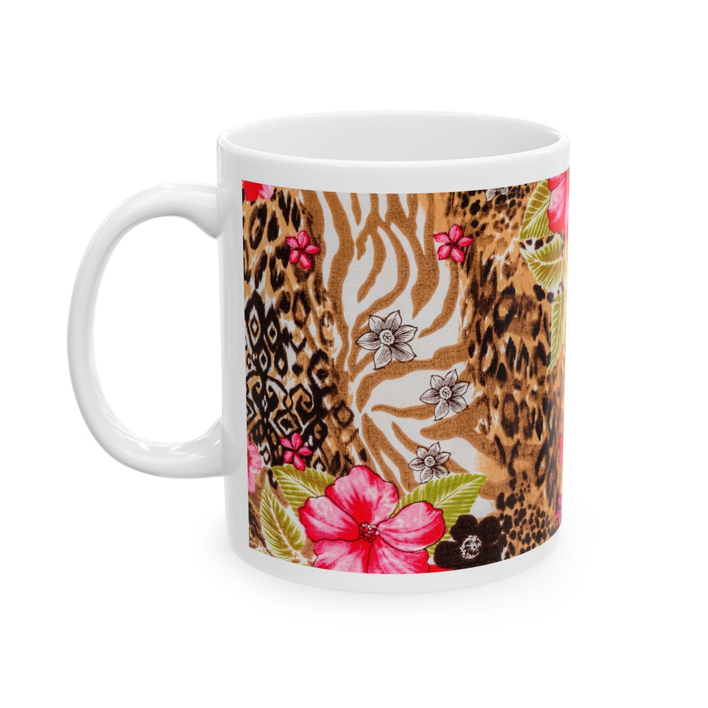 Wild Floral Ceramic Mug - Stylish Coffee Cup for Animal Lovers, Great Gift for Birthdays, Mother's Day, or Home Decor