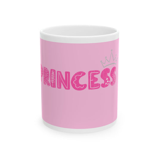 Princess Ceramic Mug, Cute Pink Mug for Girls, Birthday Gift, Tea & Coffee Lover, Fun Drinkware