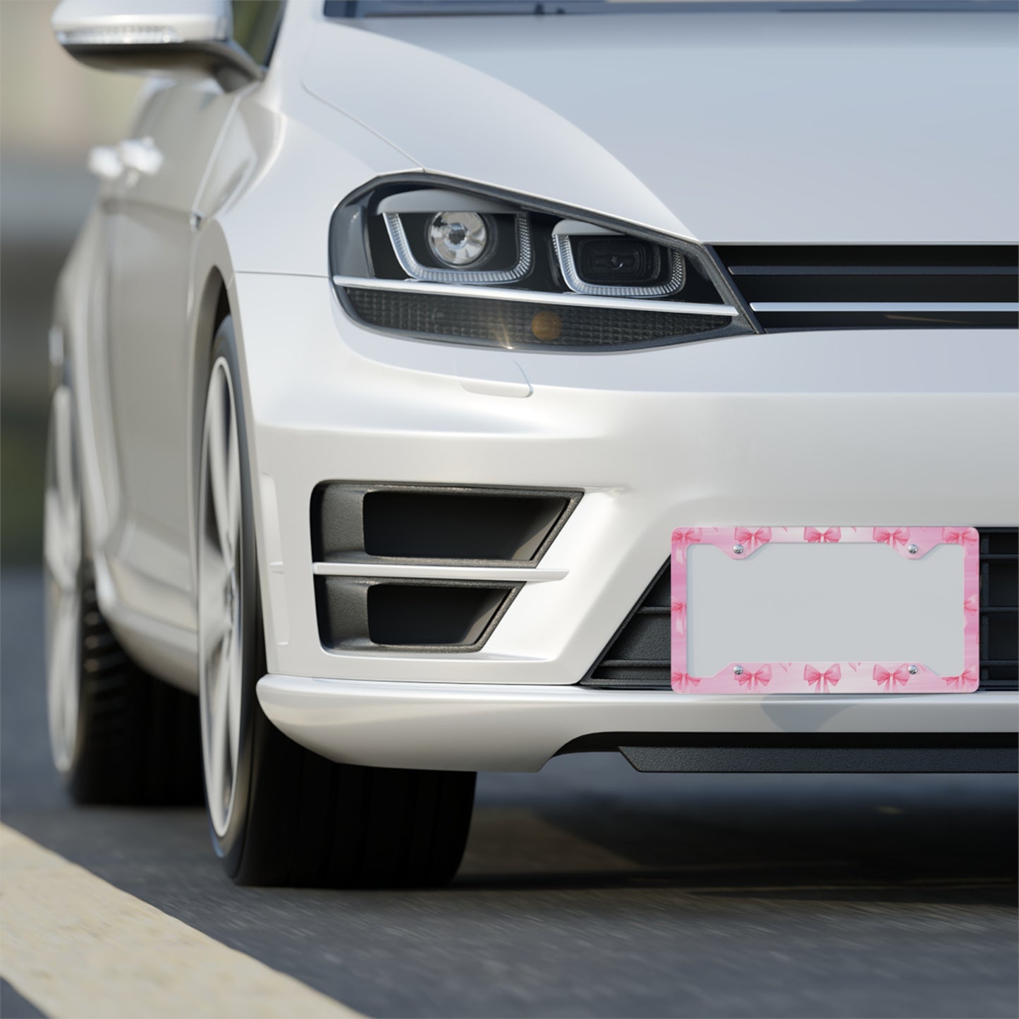 Cute Pink Bow Metal License Plate Frame, Personalized Car Accessory, Gift for Her, Car Decor, Custom License Plate