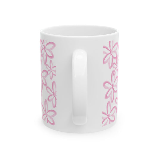 Pink Floral Ceramic Mug - 11oz, 15oz, Gift for Her, Coffee Cup, Tea Lover, Mother's Day, Birthday Present