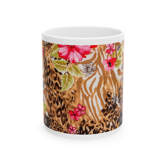 Wild Floral Ceramic Mug - Stylish Coffee Cup for Animal Lovers, Great Gift for Birthdays, Mother's Day, or Home Decor