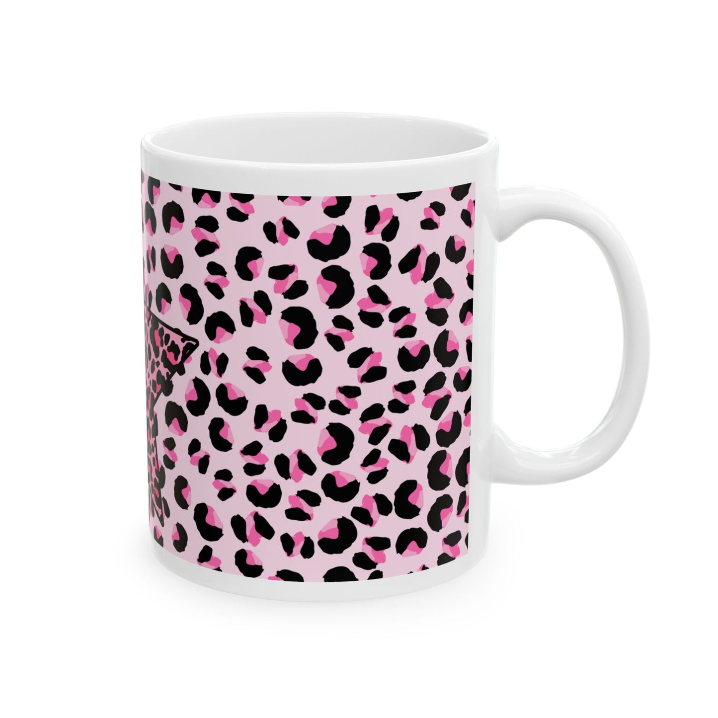 Pink Leopard Print Ceramic Mug - Fun Coffee Cup, Gifts for Her, Animal Print Decor, Office Mug, Cute Kitchenware