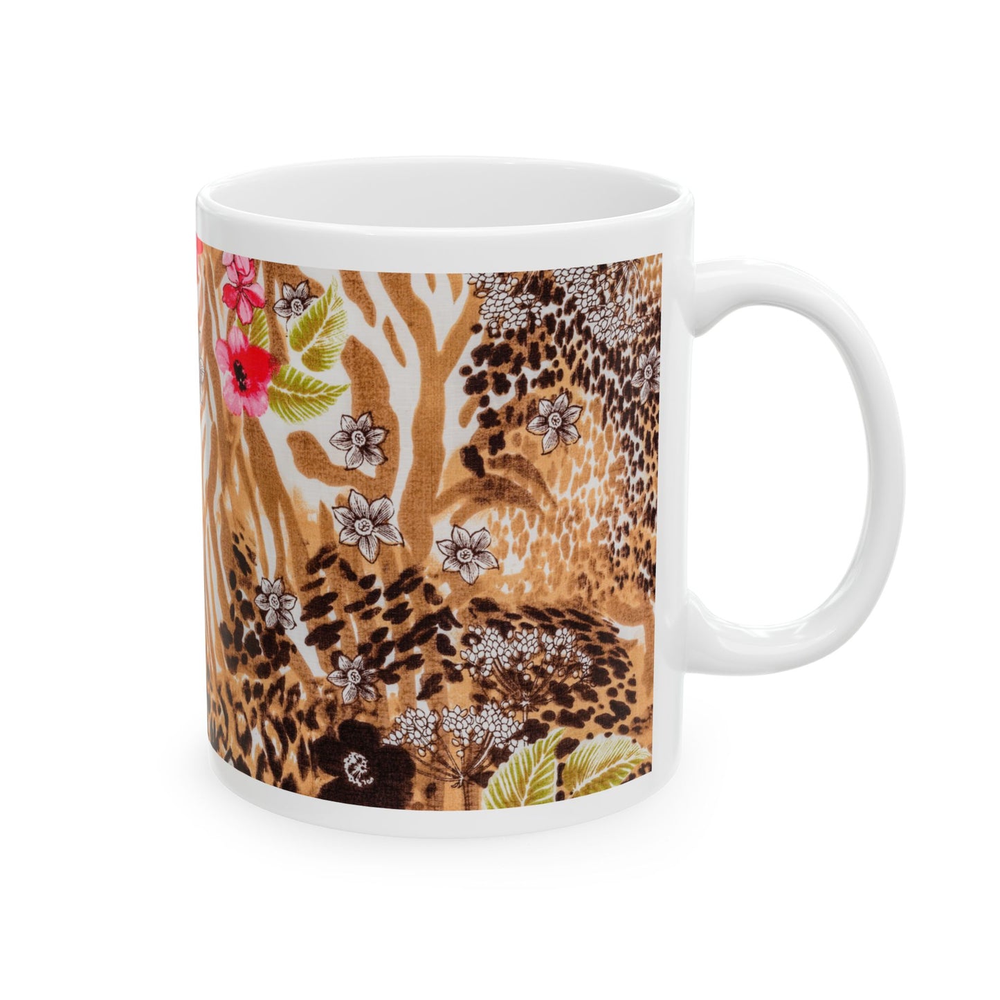 Wild Floral Ceramic Mug - Stylish Coffee Cup for Animal Lovers, Great Gift for Birthdays, Mother's Day, or Home Decor