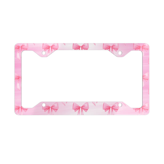 Cute Pink Bow Metal License Plate Frame, Personalized Car Accessory, Gift for Her, Car Decor, Custom License Plate