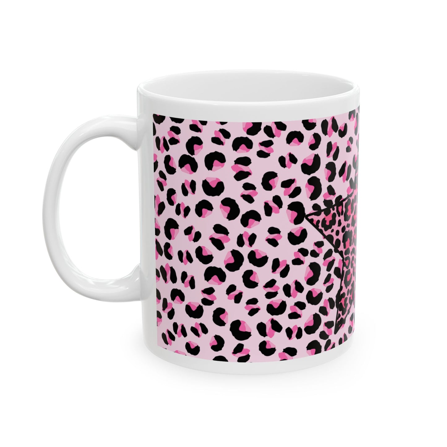 Pink Leopard Print Ceramic Mug - Fun Coffee Cup, Gifts for Her, Animal Print Decor, Office Mug, Cute Kitchenware